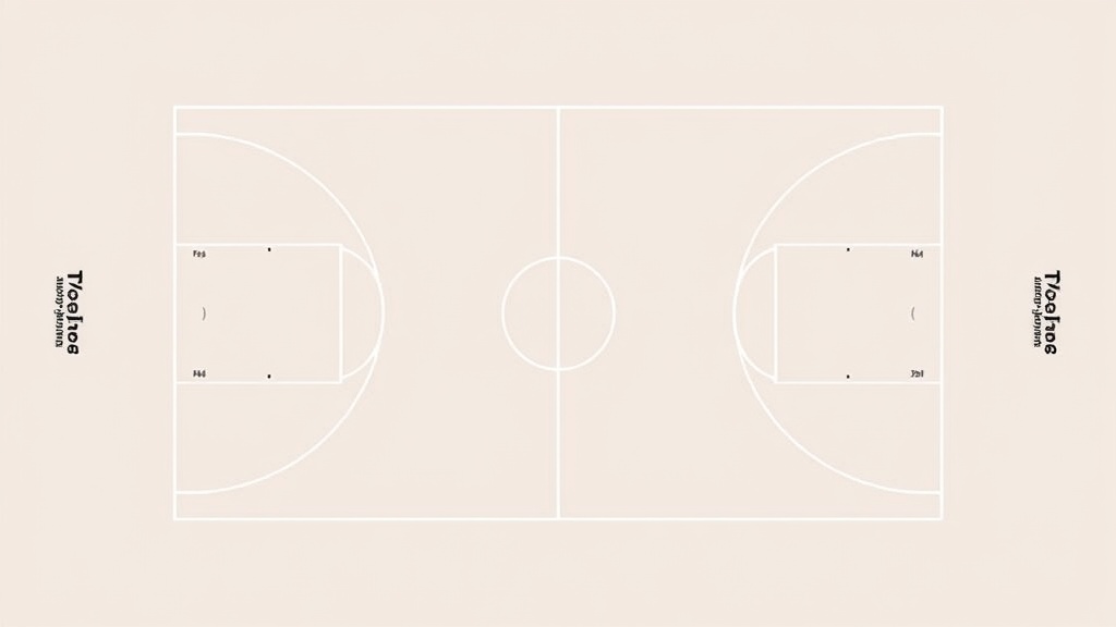 농구 코트의 페인트 존, 3점 라인, 중거리 영역을 구분하여 표시한 다이어그램